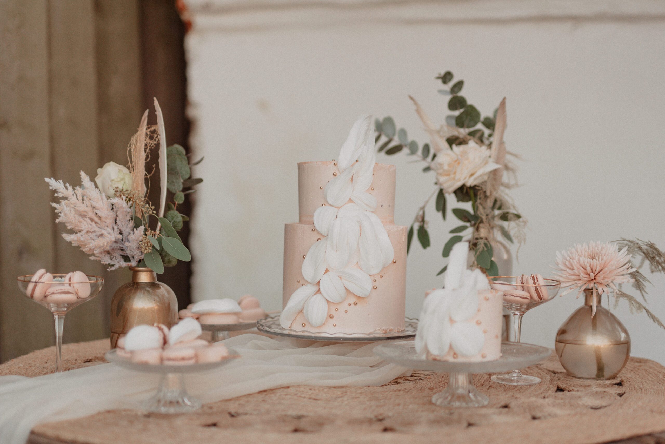 Hochzeitstorte, Weddingcake, modern, Waferpaper, Boho elegant